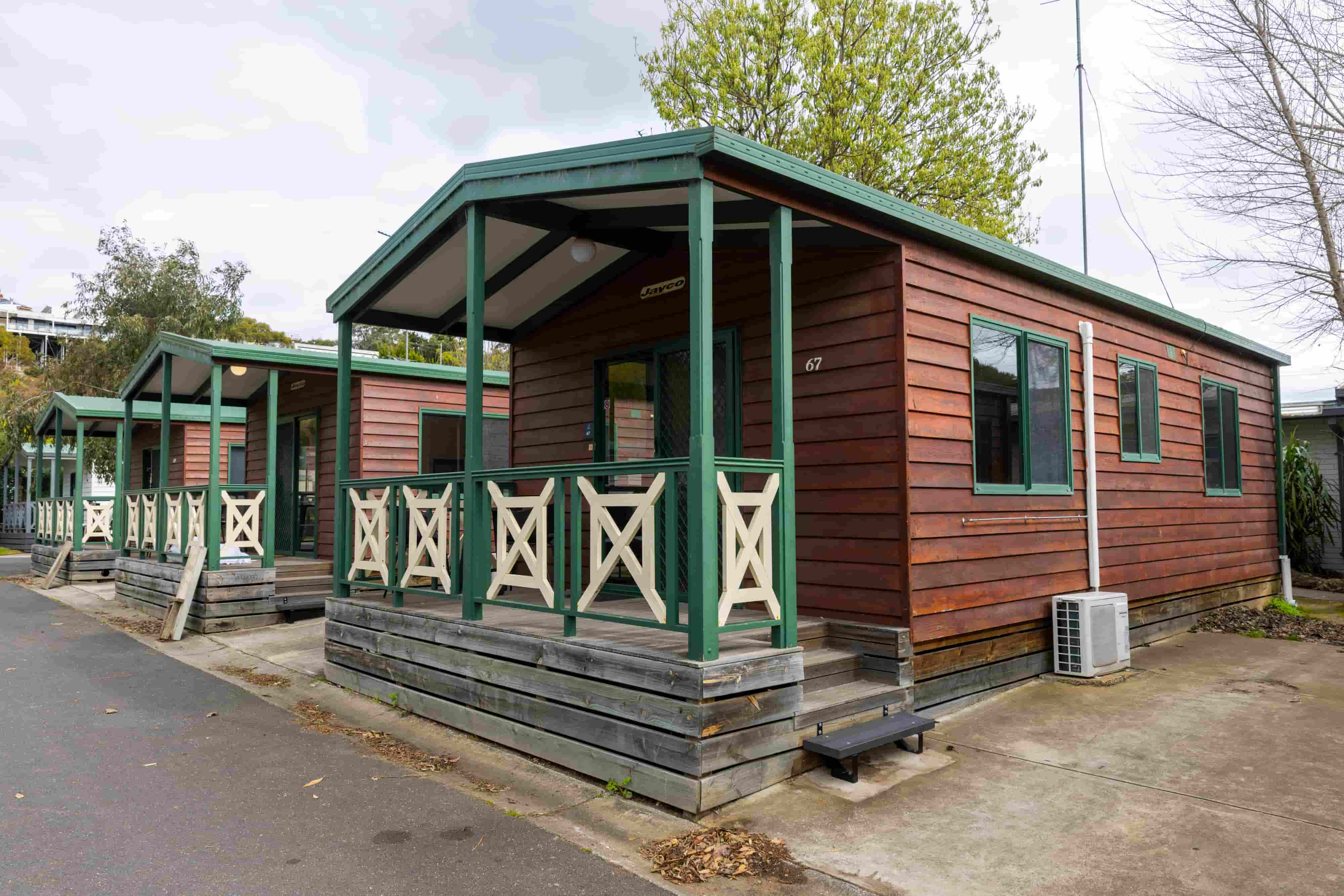 Tasman Holiday Parks cabins before being repainted